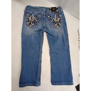 Miss Me Capri Bermuda Short Rhinestone Blue Sz 12
